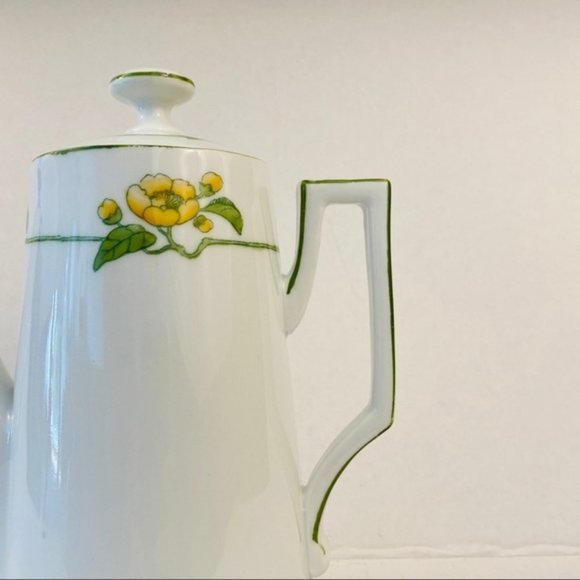 Vintage teapot Victoria Austria yellow flower floral ceramic pottery vine leaf - Picture 4 of 10